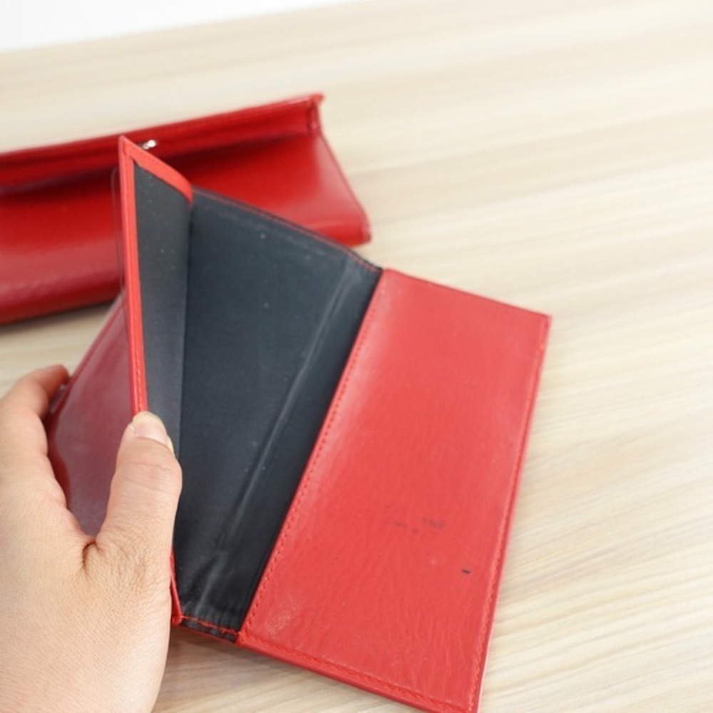 Vintage Coach Wallet Womens Red Clutch Trifold Long Purse Card Check‎ USA FLAWED - Picture 15 of 16